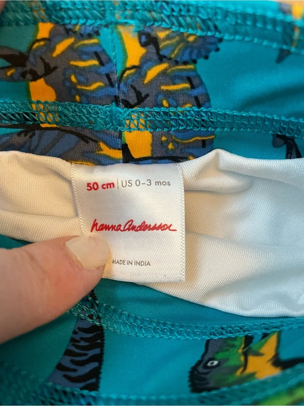 Hanna Andersson Baby 0-3 Months Dinosaur Turquoise Swim Shorts Bathing Suit